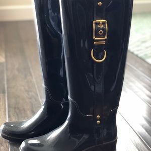 Coach patent rain boots